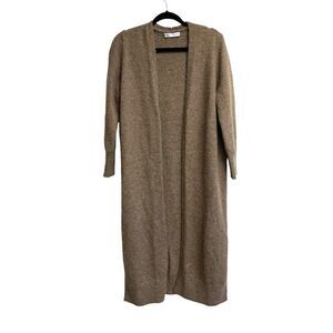 (SOLD) ZARA Wool Open Front Long Duster Knit Cardigan Sweater Coat Taupe M